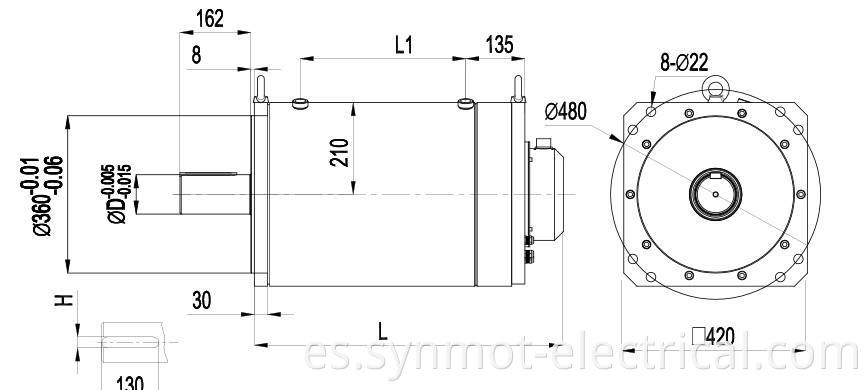 Synmot 160kw 1000n.m 1500RPM Motor síncrono de enfriamiento líquido